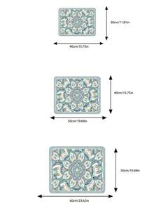 [加厚新款]廚房碗盤瀝水墊 桌墊 吸水墊 置物台餐具墊 免洗桌墊 碗盤乾燥墊 3.6mm厚度 - 藍色復古花卉紋 - 查看 5