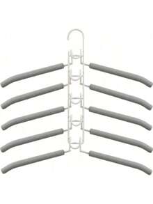 5pcs Metal Thickened Space-Saving Hangers, 5-In-1 Multi-Layer Design, Clothes Hangers, Dorm Essentials, Space-Saving Hangers With Non-Slip Foam Pads, Suitable For Coats, Sweaters, Suits And T-Shirts - Multicolor - View 11