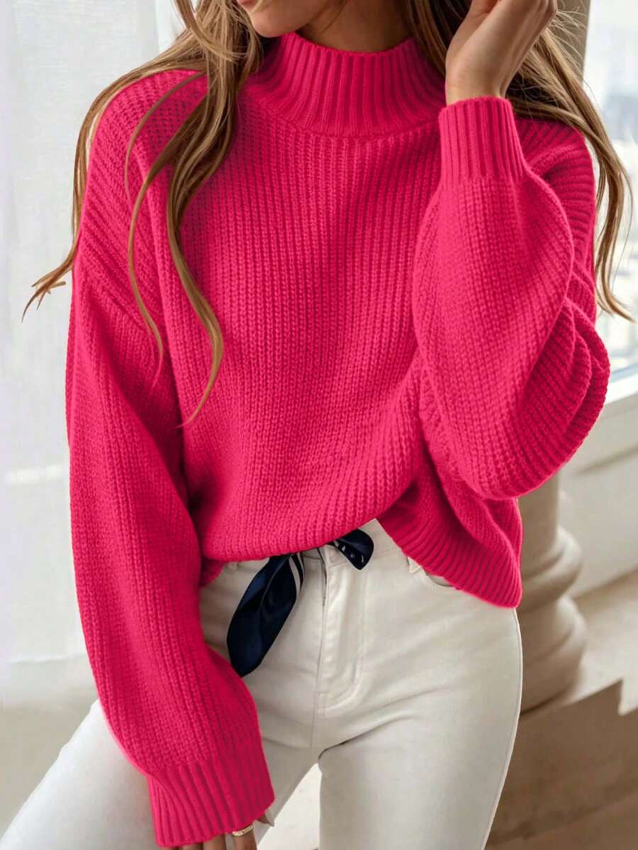 Women's Cute Short Sweater, Casual Lightweight & Comfortable Ribbed Knit Pullover
