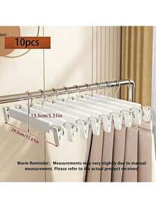 1/5/10pcs Pants Rack Hanger For Pants And Coats, Seamless Non-Slip Extendable Closet Storage Rack, Pants Clips, Room Decor, Home Decor, Bedroom Decor, Short Skirts, Shoes, Jeans, Boots, Midi Skirts, Spring, Minimalist, Summer Tops - White - View 6