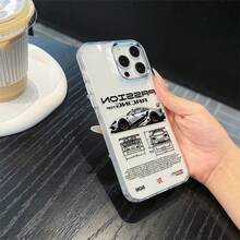 1 pieza Funda de teléfono con patrón de carreras en negro & plata compatible con teléfonos Apple - Multicolor - Ver 5
