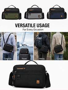 Men's Casual Shoulder Bag, Multi-Pocket Commuter Messenger Bag, Colorblock Crossbody Bag, Suitable For Business, Commuting, School, Back To School Season - Messenger Bag - View 1
