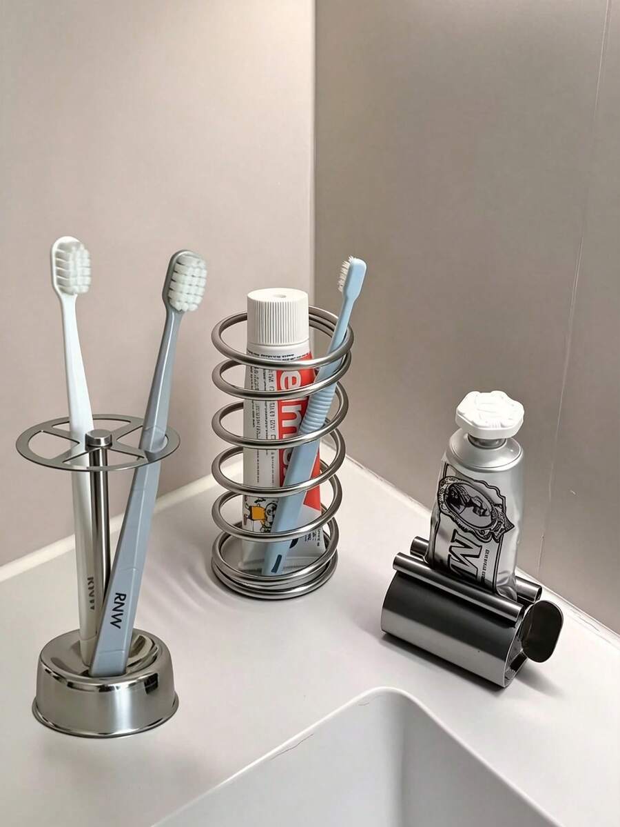 Tempat Sikat Gigi Gaya Industri Minimalis, Wadah Pasta Gigi, Cocok untuk Penyimpanan Sikat Gigi di Kamar Mandi dan Meja Rias, Kuas Makeup, Pulpen, dan Perlengkapan Mandi, Kotak Penyimpanan Dekoratif untuk Meja. - MultiWarna - View 1