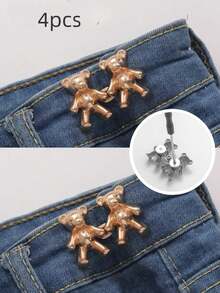 2/4/6 buah Kancing Jeans Denim Tanpa Jahit Motif Beruang, Pengatur Gesper Pinggang Berbentuk Beruang yang Dapat Dilepas, Gesper Dekoratif Rok, Gesper Sabuk yang Dapat Diatur - Beraneka warna - View 17