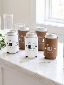Custom Beverage Insulation Sleeve,Personalized Wedding Can Coolers, Custom Double-Sided Jar Sleeve With Text,8 Colors,Wedding Toast,Wedding Party,Commemorative Gift For Couples & Party Guests, Bulk Custom Insulation Can Sleeves For Weddings - Multicolor - View 2