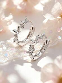 1 Pair 925 Sterling Silver Hypoallergenic Butterfly Earrings, Dreamy And Sparkling, Gift Box Included, Suitable For Daily Or Holiday Wear, Gift For Girls, Gift For Girl, Gift For Friends, Gift For Back To School, Christmas Gift - one-size - View 4