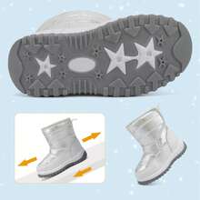 Kids Winter Snow Boots Mermaid Stars Cartoon Pattern Warm Boots Warm Cartoon Pattern Outdoor Snow Boots Pink For Kids - White - View 5