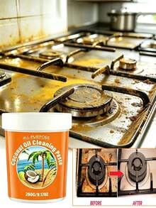 Coconut Oil Cleaning & Polishing Paste, Multi-Purpose Coconut Oil Cleaning & Polishing Paste, Coconut Oil Cleaning Paste, Stainless Steel Cookware Cleaner, Coconut Oil Heavy Duty Cleaner, Coconut Oil Cleaning Paste For Pots And Stoves, Suitable For Stoves, Ovens, Pots, Cookware, Sinks | Multi-Purpose Household Cleaner | Removes Grease And Stains - Shape - View 3