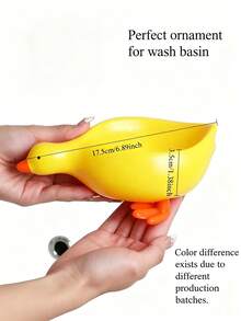 1pc Cute Yellow Duck Soap Dish, Water-Draining Soap Holder, Bathroom Sink Soap Rack, Made Of New High-Quality Material, Decorative Sink Accessory - Multicolor - View 3