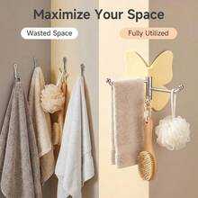 4/1pc Butterfly Rotating Hook - Strong Adhesive | ABS Material Curtain Hook, No Drilling Required, With Adjustable Wing And Three-Prong Hook, Suitable For Hanging Keys, Jewelry, Scarves And Other Items, Multi-Color Design, Beautiful And Practical Home Decor Accessory, Multi-Functional Hook, Bathroom Accessory, - View 8