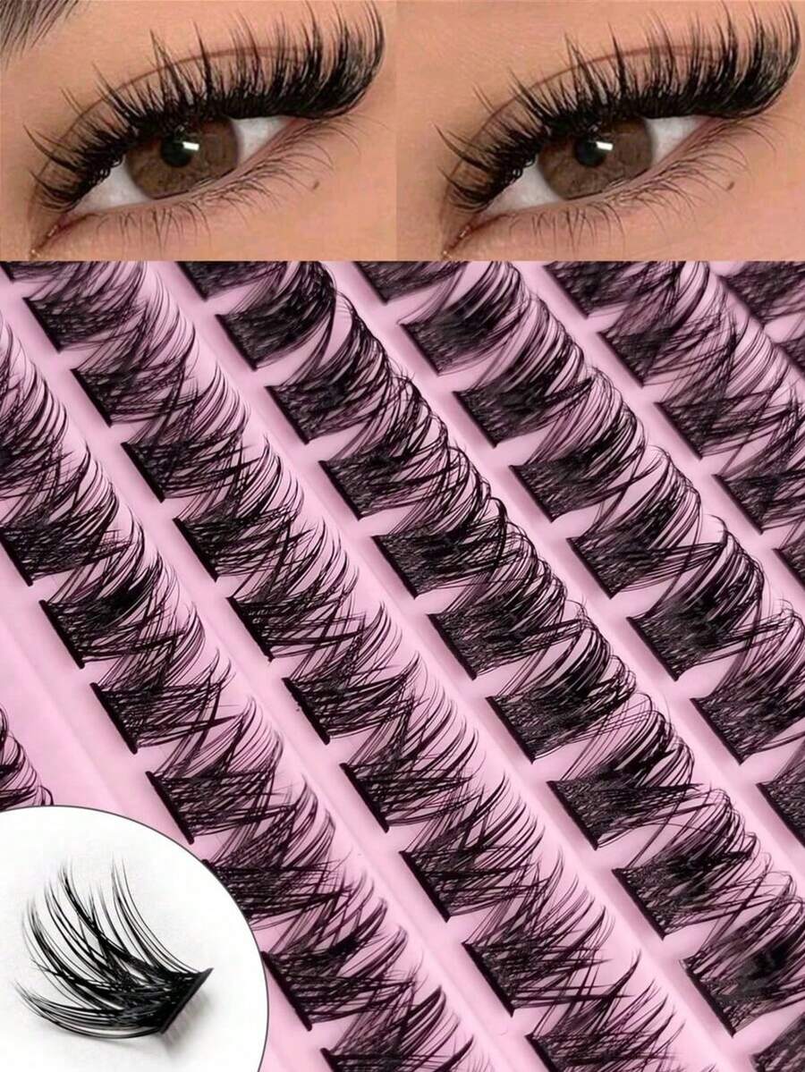 120 Cluster False Eyelashes, Length 8-16 Millimeters, Delicate And Natural, Fluffy Effect, Suitable For DIY Grafting, Made Of High-Quality Synthetic Materials. - D - View 1