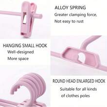 5/10pcs Plastic Pants Hangers With Anti-Slip Clips, Connectable - Multi-Function Pants And Skirts Holder - 360° Rotating Hook With Adjustable Clips - Back To School Promotion - White - View 10