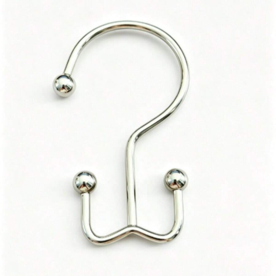 5pcs/1Pc Shower Curtain Hooks, Durable Rust‑Resistant Silver Shower Curtain Rings, Finished Double‑Slide Curtain Hooks For Bathroom Decor, Halloween Shower Hooks Compatible