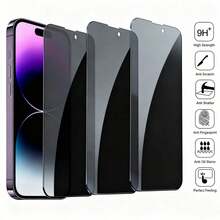 3 buah Pelindung Layar Ponsel Anti-Intip, Kaca Tempered Anti Gores, Perlindungan Penuh, Kompatibel dengan iPhone 17/16/15/14/13/12/11 Pro Max/XR/X/XS Max Plus, Pelindung Layar Ponsel Anti Sidik Jari, Pelindung Layar Ponsel Anti-Intip - Hitam - 3 buah - View 20