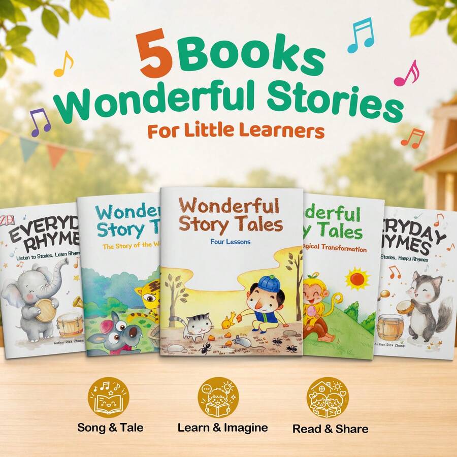 5 Book Set For Kids English Sing Along Nursery Rhymes And Colorful Illustrated Educational Story Books Fun Tales With Life Lessons Imagination Building Early Learning Preschool Bedtime Read Aloud Parent Child Reading Gift For Boys And Girls - Fun Storybook - View 1