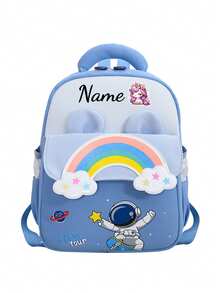 1pc Mini Back To School Personalized Customized Fashionable Cute Cartoon Rainbow, Unicorn, Astronaut Theme Backpack, Zipper Closure Nylon Material, Adjustable Shoulder Straps, Handheld, Suitable For School, Shopping, Outdoor Travel, Daily Use. Birthday Gift. - Multicolor - View 30