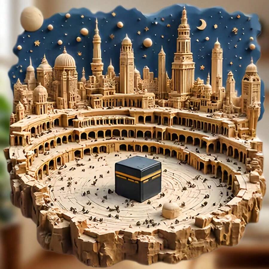 Magnet Mekah dan Doa Melingkar di Bawah Kubah Berbintang, Tempat Setiap Jiwa Menoleh ke Pusat Abadi, Kenang-kenangan untuk Semua Permukaan Logam di Seluruh Rumah - A - View 1