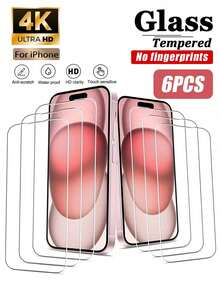 6片裝全螢幕鋼化玻璃螢幕保護貼,相容 iPhone Ultra/18 Pro/18 Pro Max/18/17E/17 Pro Max/17 Pro/17 Air/17/16e/16 Pro Max/16 Pro/16 Plus/16/15 Pro Max/15 Pro/15 Plus/15/14/13/12 及其他機型,高透光高清鋼化玻璃材質,細節清晰呈現 - 無色 - 查看 15