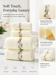 10pcs/4pcs Coral Fleece Bath Towel Set | Ultra Soft Quick Dry Absorbent Skin-Friendly No Shedding No Lint All Season Couple Home Bathroom Pool Hair Drying Multi-Function Towel Best Gift For Partner - Beige - View 6