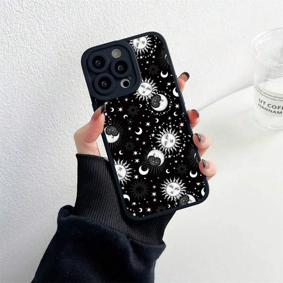 Funny Sun Moon Face Silicone Phone Case For IPhone 14 Pro Max Plus 13 12 Pro Max 11 XS X XR SE2 7 8 Plus Soft Back Cover Fundas - T-Black SHRY 6 - 查看 1