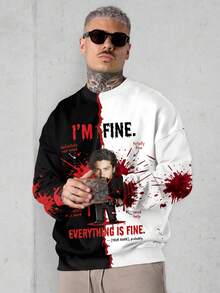 Men's Custom Pattern Sweatshirt, Can Print Any Family Member And Pet Photos, Suitable For Holiday Gatherings And Fun Halloween - Multicolor - View 3