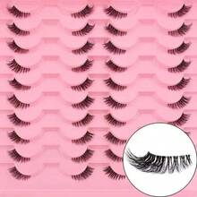 Half-Length False Eyelashes, Natural Makeup Effect, Transparent Lash Stem, Lightweight And Fluffy, Can Create Cat Eye Makeup; Natural Short Accent False Eyelashes, Extended Tail False Eyelashes, 3/4 Length False Eyelashes, Reusable, Strip False Eyelashes, Eyelashes, False Eyelashes, False Eyelashes - Black - View 7