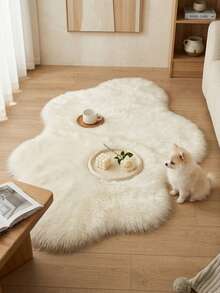 Alfombra suave y esponjosa de color crema blanco, para dormitorio, sala de estar, estudio, oficina, lavable y antideslizante, alfombra de sala de estar, alfombras de dormitorio, alfombra de lado de la cama, alfombra de piel sintética, alfombra decorativa, alfombra de pelo largo, decoración de dormitorio, decoración del hogar, decoración de otoño para el hogar, decoraciones de habitación, decoración de Halloween - blanco lechoso - Ver 2