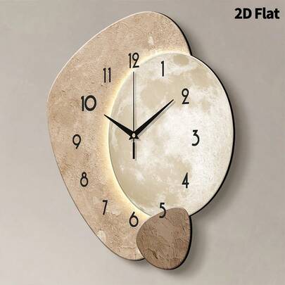 1pc 12/16 Inch Modern Moon Design Wall Clock, Ultra-Quiet Quartz Movement, No Ticking Sound, Suitable For Living Room, Bedroom, Office, Kitchen And Cafe Decoration, Perfect Decorative Gift For Friends And Family, Can Be Used For Room Decor, Autumn Decor, Bedroom Decor, Dorm Decor, Back To School Decor, School Surprise, Home Decor And School Supplies.