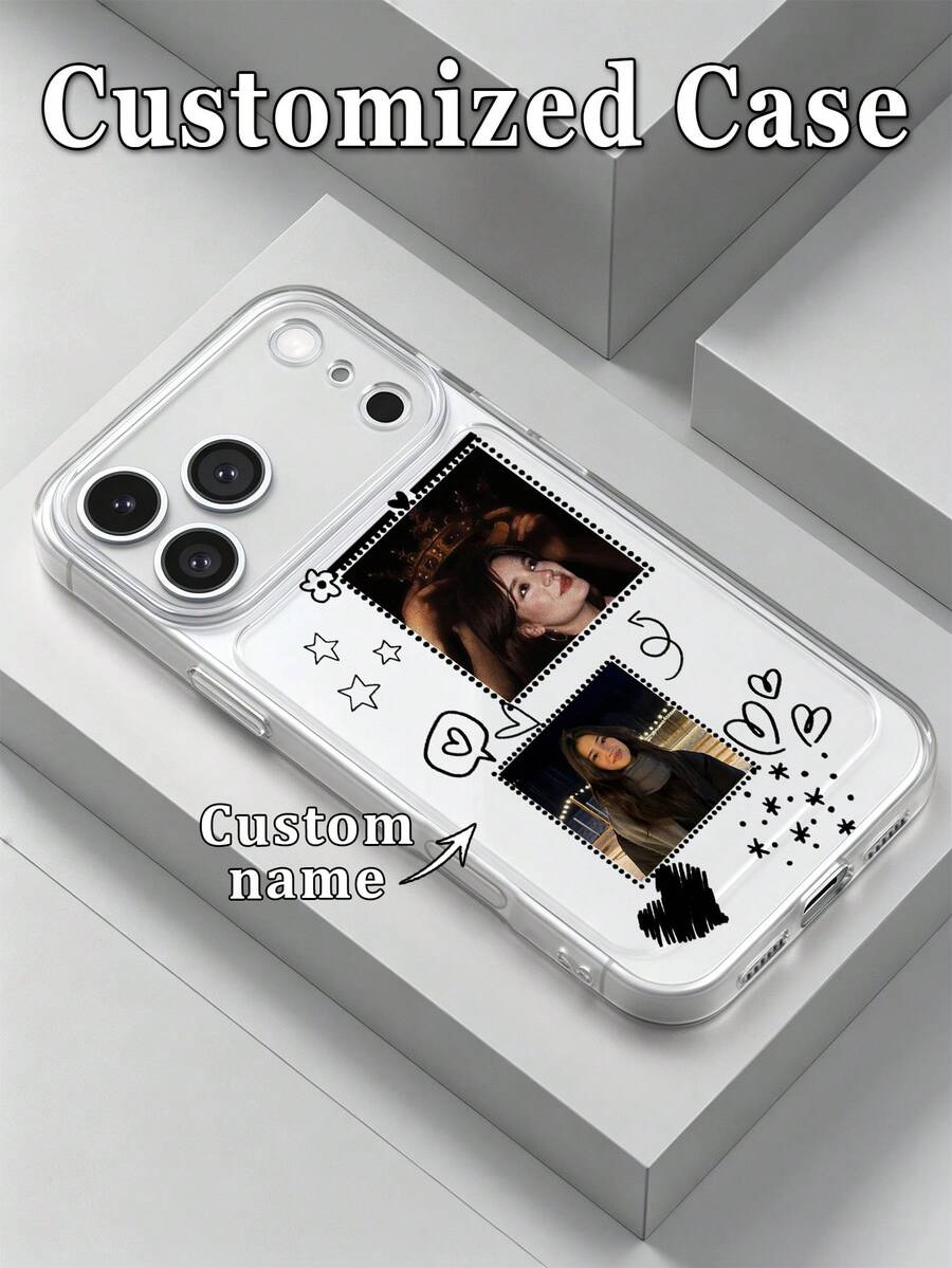 1件 DIY 2張照片客製化線條愛心星星塗鴉超薄透明 TPU 手機殼,適用於 Apple Duo/18ProMax/17ProMax/16Pro/15/14Plus/13Pro/12ProMax/11/XsMax/8/7/6Plus,高級商務風,送給領導、朋友、父親、母親、男友、女友的最佳禮物 - 無色 - 查看 1