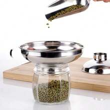 Stainless Steel Wide Mouth Canning Funnel With Handle, Large Caliber Easy Clean Kitchen Funnel For Liquid & Dry Food, Multipurpose Transfer Funnel For Jars Honey Oil Beans Grains - View 2