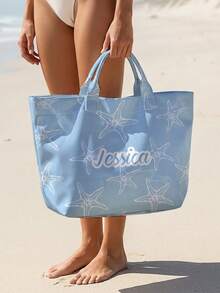 1pc Customized Starfish Transparent PVC Tote Bag, Personalized Name Print, Large Capacity Beach And Daily Use Women's Bag, Perfect Gift Choice - Multicolor - View 4