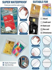 2/4/10pcs Transparent Waterproof ID Badge Holders, Vertical Or Horizontal, Clear PVC Plastic Card Sleeves With Clips, Suitable For Students, Office Employees, Business Name Tag Protection - Multiple Specifications - View 7