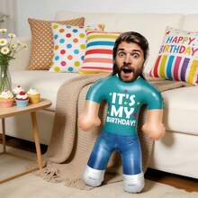 1pc Personalized Inflatable Blow-Up Prop, Customized Face Inflatable Blow-Up Prop, Personalized Inflatable Party Prop Bride & Groom, Bachelorette Party Gift, Bachelorette Party, Bride Gift, Inflatable Doll, Wedding Favor, Birthday, Special Occasion - Multicolor - View 4