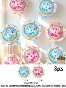 8pcs Baby Theme Balloon Set, 18 Inch Round Balloons For Boys And Girls, Suitable For Birthday Party, Baby Shower, Baptism, Gender Reveal, Welcome Baby Party Decoration - Multicolor - View 5
