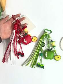 An Apple Keychain, Serving As A Fruit Backpack Pendant, Car Keychain, And Bag Hanging Ornament, Is A Perfect Keychain Accessory - Multicolor - View 3