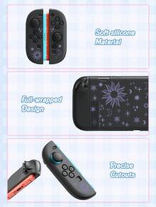 Ayotu 適用於 2025 新款 Switch2 線性太陽與星星圖案遊戲主機外殼與配件，適合 Switch2 7.9 吋保護殼。套裝包含保護殼、收納袋、底座外殼、主機防塵罩、遊戲卡收納盒、Joy-Con 控制器保護套以及其他多種風格配件可供選擇，是返校禮物、生日禮物與遊戲愛好者的理想選擇 - 查看 3