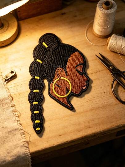1pc Girl Pattern Embroidered Iron-On Patch, Punk Rock Embroidered Patch Sticker, Suitable For DIY Backpack, Hat, Jacket, Pants And Accessories Decoration, Easy To Iron Or Sew Decorative Patch, Halloween Christmas, Suitable For Embroidery Enthusiasts, Embroidery Beginners, Autumn Thanksgiving, Mother's Day, Valentine's Day Decoration Gift