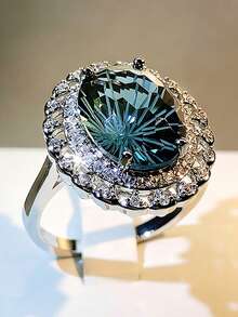 1pc Elegant Cubic Zirconia Ring For Women, Wedding Engagement Party Jewelry, Valentine's Day Gift - 1# - View 2