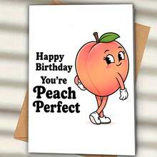 1pc Creative & Funny Birthday Greeting Card, Innovative Design, Thick Card & Envelope - Happy Birthday You're Perfect - Cute Peach Design, Suitable For Friends, Sisters, Brothers, Colleagues, Valentine's Day And Gag Gifts For Buddies - View 3