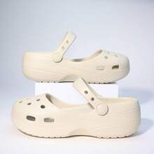 Women's Ballet Style 5cm Thick Platform Mary Jane Clogs, 2026 New Soft Sole Non-Slip Breathable Wear-Resistant Comfortable Slip-On Hollow Out Beach Sandals, Minimalist Height-Increasing Slouchy Shoes For Summer Spring Autumn - Khaki - View 3