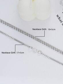 A Set Of 2pcs Fashionable And Simple Heart-Shaped Diamante Chain Bracelets, Suitable For Couples To Wear On Daily, Party And Festival Occasions - Silver - View 5