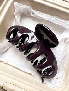 2pcs/1pc Women's 10cm/3.94in Chocolate Brown & Blue Jelly Texture Elegant Dragon Bone Hair Claw Clip, New Versatile Hair Clip For Half-Up, Ponytail, Bun, Back Of Head, Minimalist Solid Color Hair Accessory For Daily Wear, Casual, Party, Commute, Beach, Vacation, Washing Face, Bathing, Makeup, Outfit Matching, Hair Styling - Multicolor - View 4