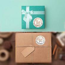 500pcs/Roll 3.8cm Round Self-Adhesive Sealing Stickers, Olive Wreath Pattern With Exquisite Rose Gold Foil, Christmas Holiday Greeting Labels, Roll Design Easy To Store And Carry, Suitable For Baking Dessert Packaging, Holiday Gift Decoration - Multicolor - View 5