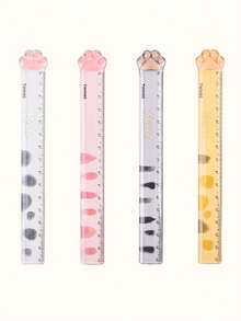 1/2pcs Creative Cat Paw 15cm Ruler Student Stationery Measuring Ruler Transparent Plastic Ruler - Random Color - View 11