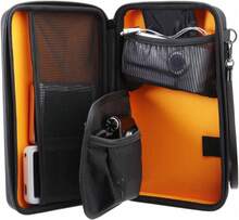 Black EVA Hard Travel Case Multifunctional Electronics Bag, Interior Compartments With Elastic Mesh Pockets, Protective For Cameras, Cell Phones, GPS, Chargers And Memory Cards, Size 24.8*5.4*15.9cm - View 4