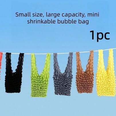 1pc Elastic Bubble Shopping Bag, Mini Foldable Expandable Magic Bubble Bag, Portable Large Capacity Elastic Tote Handbag, Suitable For Shopping, Travel And Daily Use