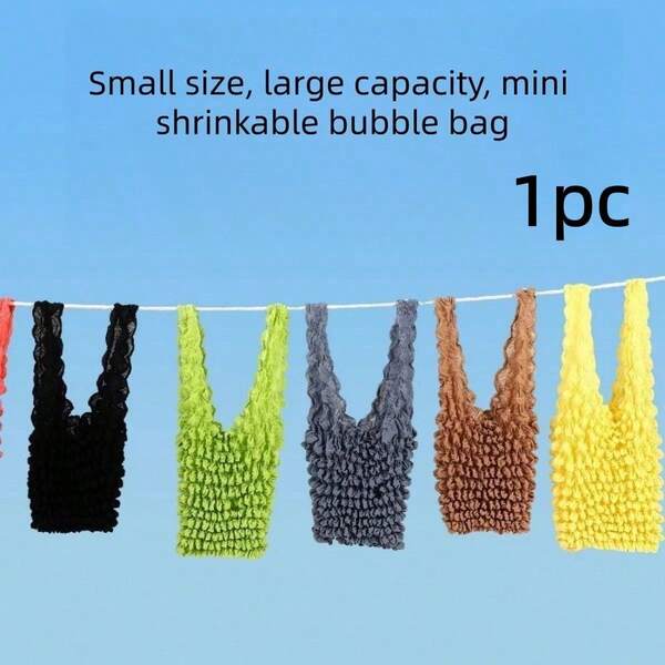 1pc Elastic Bubble Shopping Bag, Mini Foldable Expandable Magic Bubble Bag, Portable Large Capacity Elastic Tote Handbag, Suitable For Shopping, Travel And Daily Use
