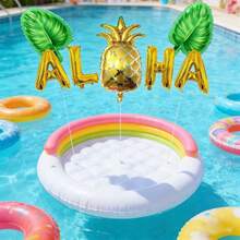 kumozawa 7 Stücke Aluminium-Folienballon Set, geeignet für Hawaii-Themen-Partys, beinhaltet Palmenblatt-, Ananas- und Buchstabenballon-Formen, ideal für Sommerfeste, Geburtstagsfeiern, Festivals, Raumdekoration und Frühlings-/Sommerfeiern - Übersicht 3