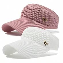2pcs/Set Neutral Lightweight Design Upgraded Bow Logo Women's Sun Hat, Comfortable & Breathable, Suitable For Outdoor Sports & Cycling - A - View 13