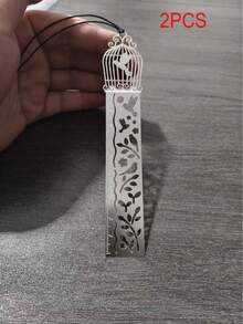 2 PIEZAS Marcapáginas de metal hueco y exquisito - Personalizado con regla de escala, papelería creativa - Marcapáginas minimalista, elegante y lindo, regla hecha a mano - Marcapáginas ideal para estudiantes - A - Ver 9